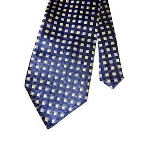 Giorgio Armani Cravatte navy blue geometric square in silver-gray pale gold